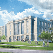 Preliminary rendering of Olin Hall exterior addition.