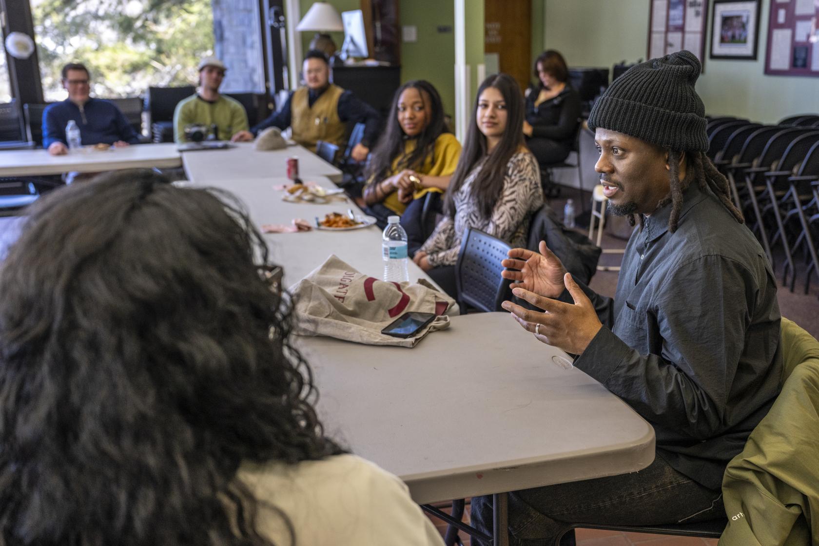 Bobby Carter speaks to students, faculty, and staff